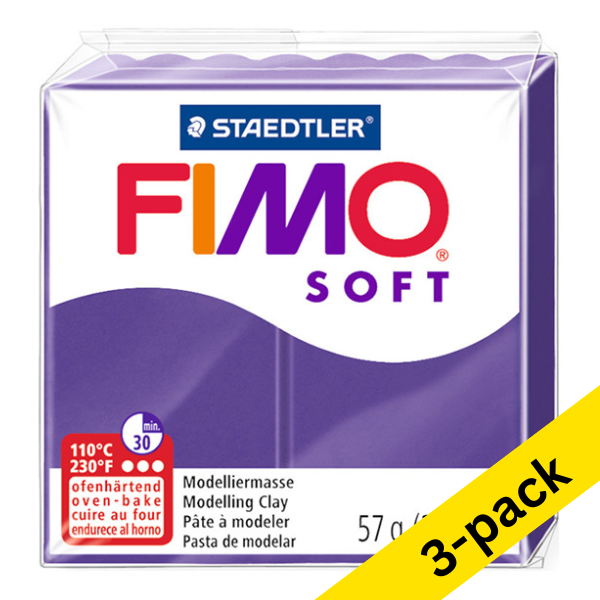 Fimo Soft plum clay, 57g (3-pack) 424675 - 1