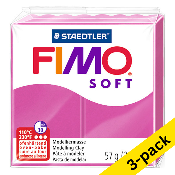 Fimo Soft raspberry clay, 57g (3-pack) 424681 - 1
