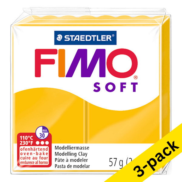 Staedtler Fimo Soft sunshine yellow clay, 57g (3-pack)  424662 - 1