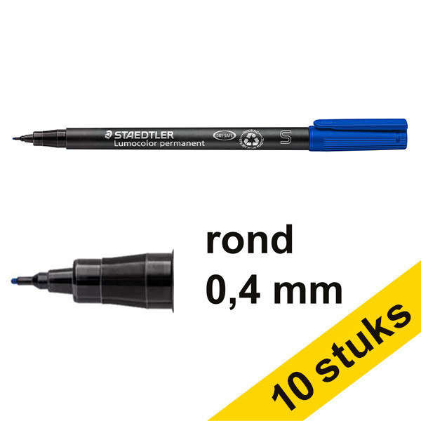 Staedtler Lumocolor 313 permanent marker blue (0.4 mm round)(10-pack)  424731 - 1