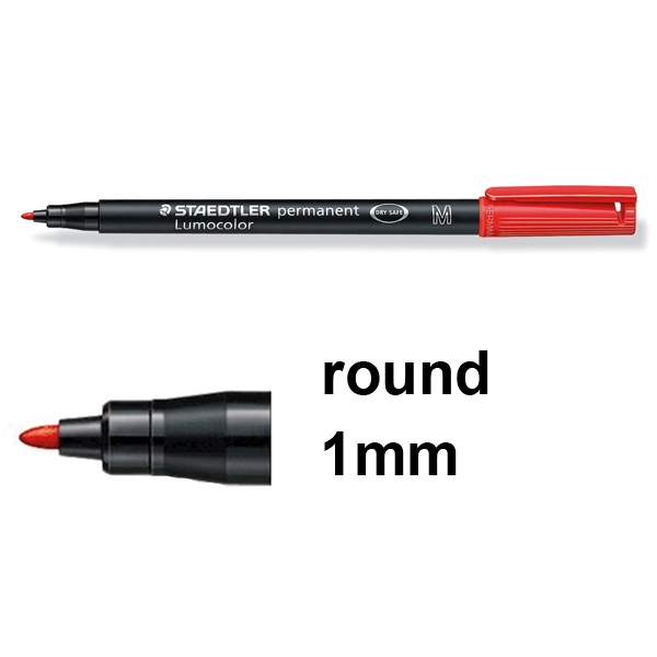 Staedtler Lumocolor 317 red permanent marker (1mm round) 317-2 424742 - 1
