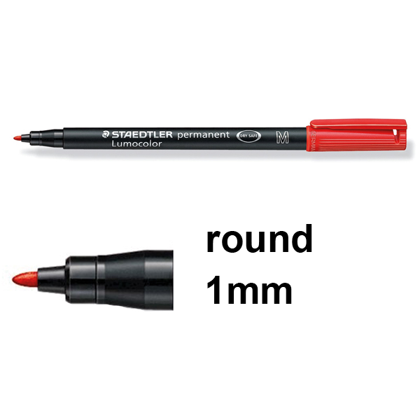 Staedtler Lumocolor 317 red permanent marker (1mm round) Staedtler 123ink.ie