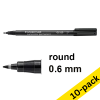 Staedtler Lumocolor 318 black permanent marker (0.6mm round) (10-pack)