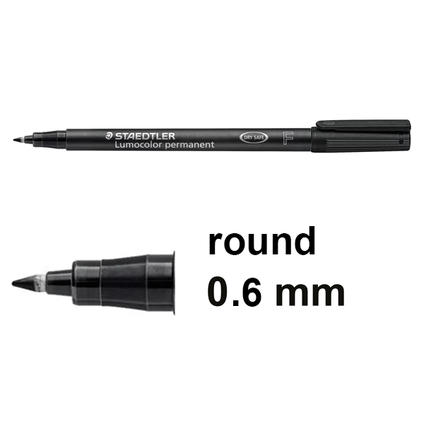Staedtler Lumocolor 318 black permanent marker (0.6mm round) 318-9 424733 - 1
