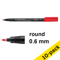 Staedtler Lumocolor 318 red permanent marker (0.6mm round) (10-pack)  424738