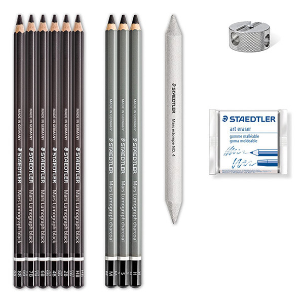 Mixed charcoal coloured pencils set | Staedtler 209642 - 2