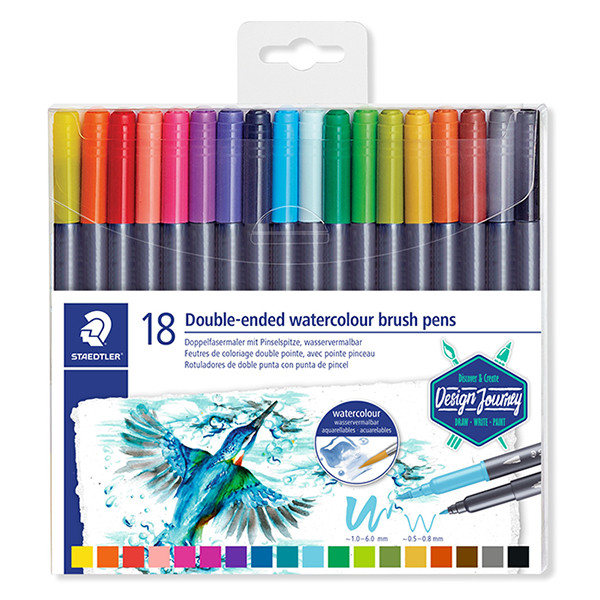 Watercolour markers set | Staedtler 3001 double tip | 18-pack 209508 - 1