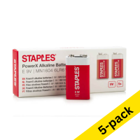 Staples PowerX 6LR61 9V E-Block batteries (5 x 5-pack) 390695