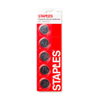 Staples PowerX CR2025 Lithium button cell batteries (5-pack) 390688