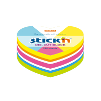 Stick'n Die-Cut neon coloured heart-shaped notes 61mm x 70mm 21836 201848