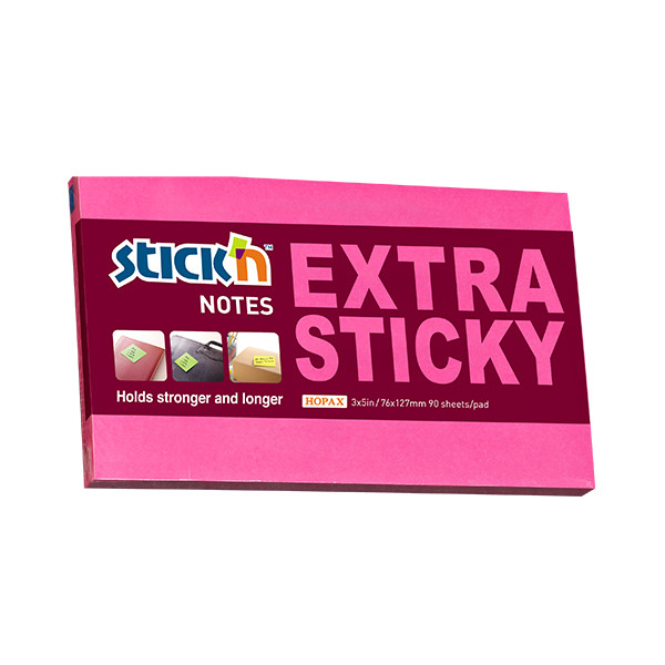 Extra Sticky Notes 76 x 127mm | 90 sheets magenta | Stick'n 201765 - 1