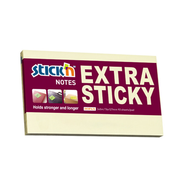 Extra Sticky Notes 76 x 127mm | 90 sheets pastel yellow | Stick'n 201704 - 1