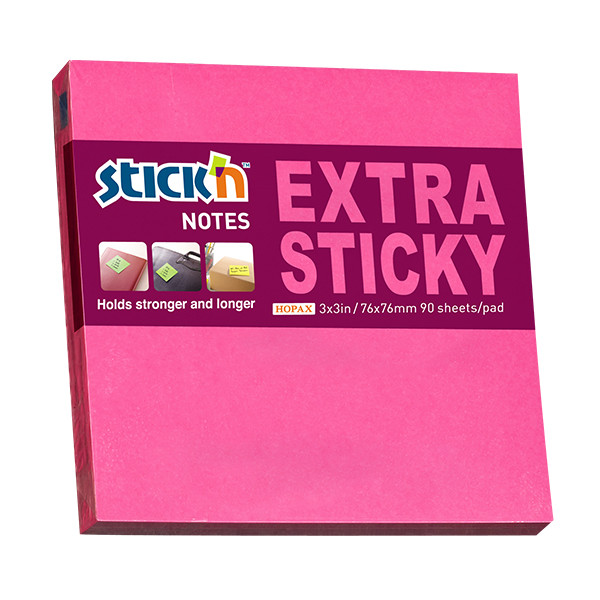 Extra Sticky Notes 76 x 76mm | 90 sheets magenta | Stick'n 201763 - 1