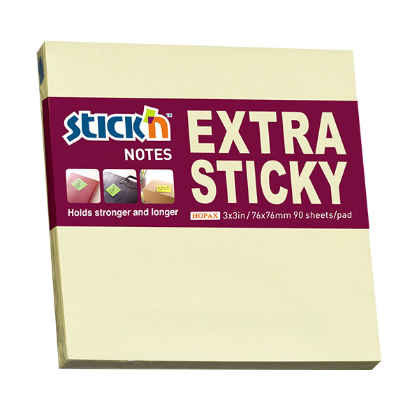 Extra Sticky Notes 76 x 76mm | 90 sheets pastel yellow | Stick'n 201761 - 1