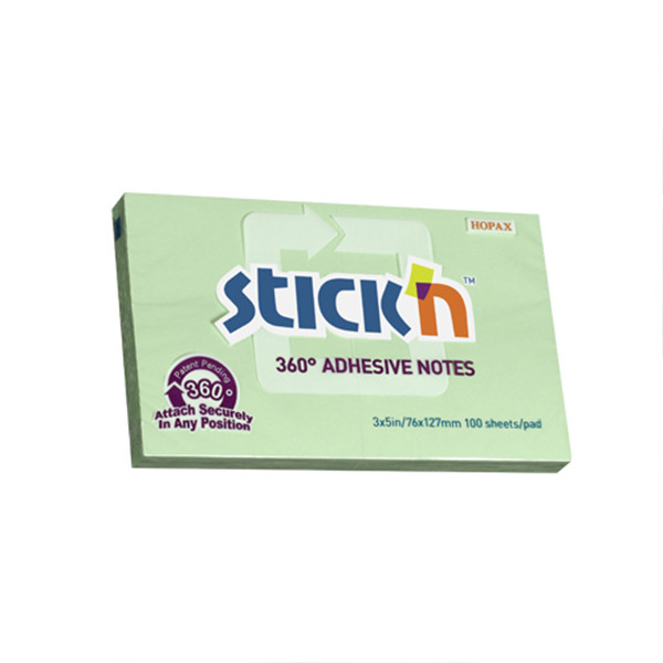 Sticky Notes 76 x 127mm | 360 degrees adhesive edge green | Stick'n 201852 - 1