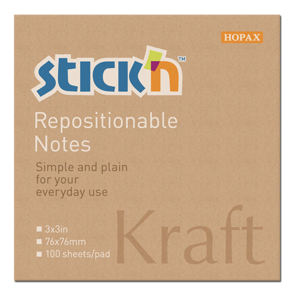Sticky Notes 76 x 76mm | 100 sheets kraft paper | Stick'n 400883 - 1