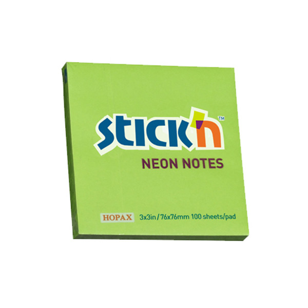 Sticky Notes 76 x 76mm | 100 sheets neon green | Stick'n 201717 - 1