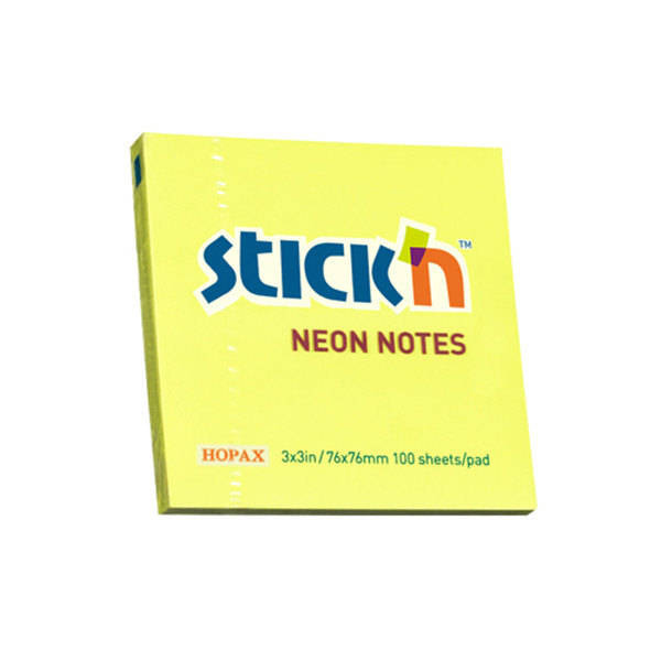 Sticky Notes 76 x 76mm | 100 sheets neon yellow | Stick'n 201715 - 1