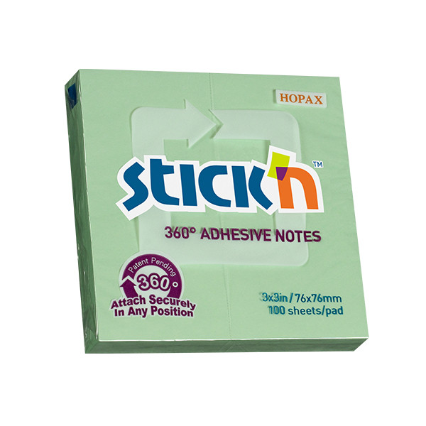 Stick'n green 360 degrees adhesive edge notes 76mm x 76mm 21552 201751 - 1