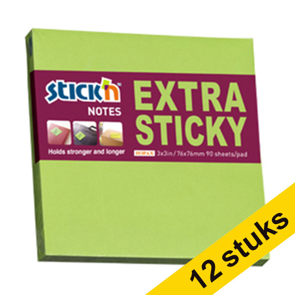 Stick'n green extra sticky notes 76mm x 76mm (12-pack) 201721 - 1