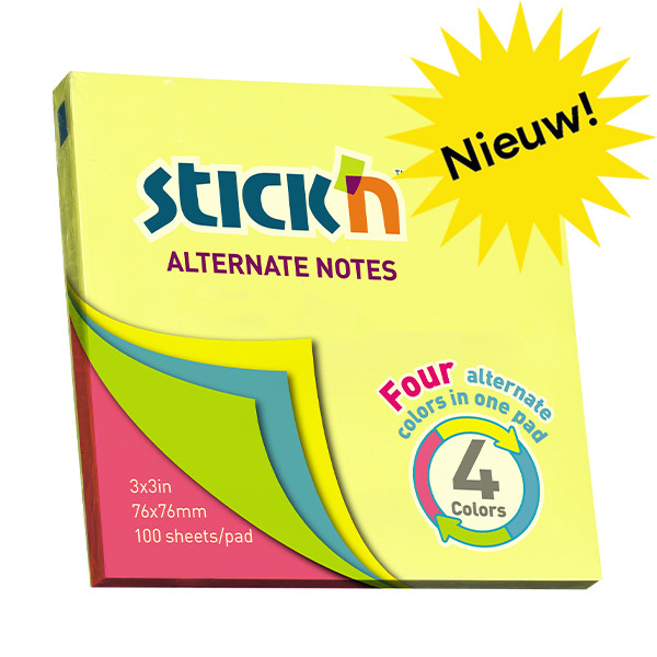 Stick'n neon coloured notes 76mm x 76mm 21822 201841 - 1