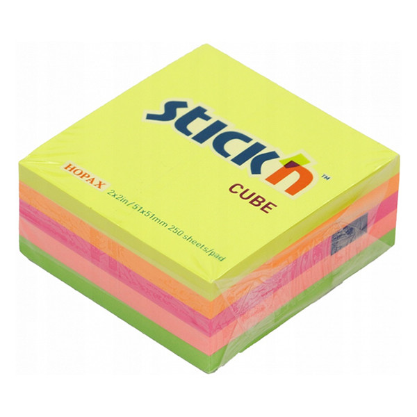 Stick'n neon mix mini cube self-adhesive notes, 250 sheets, 51mm x 51mm 21203 201741 - 1