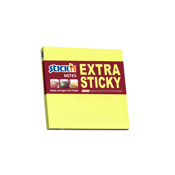 Stick'n neon yellow extra sticky notes 76mm x 76mm 21670 201700 - 1