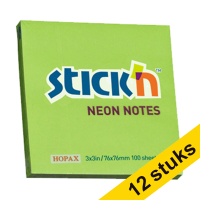 Stick'n notes neon green 76mm x 76mm (12-pack)