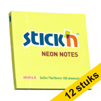 Stick'n notes neon yellow 76mm x 76mm (12-pack)