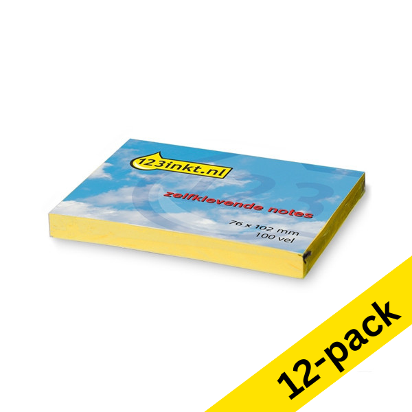 Sticky Notes 76 x 102mm | 100 sheets yellow | 123ink | 12-pack 300051 - 1