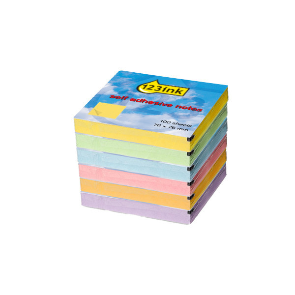 Sticky Notes 76 x 76mm | 600 sheets multicolour | 123ink 300822 - 1