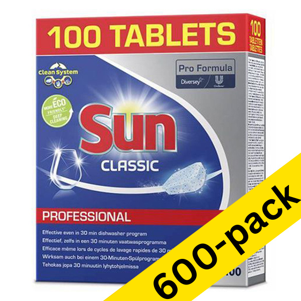 Sun Professional Classic dishwasher tablets (6 x 100-pack)  SSU00099 - 1