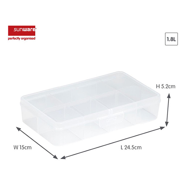 Sunware Q-line transparent storage box divider, 8 compartments 84400409 216522 - 2