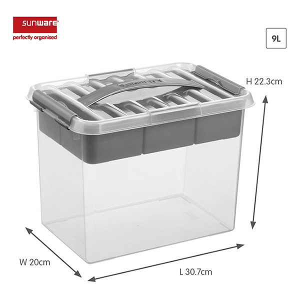 Sunware Q-line transparent storage box with insert, 9 litres 79300409 216762 - 2