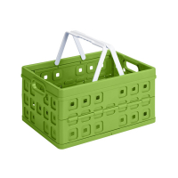 Sunware Square natural green/white folding crate with handle, 32 litres 57100661 216550