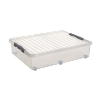 Storage box on rollers 60L | transparent | Sunware Q-line 216760