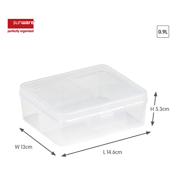 Storage box with 4 compartments | transparent | Sunware Q-line 216521 - 2