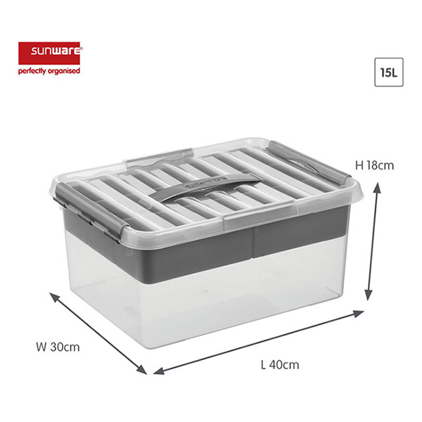 Storage box with insert 15L | transparent | Sunware Q-line 216761 - 2