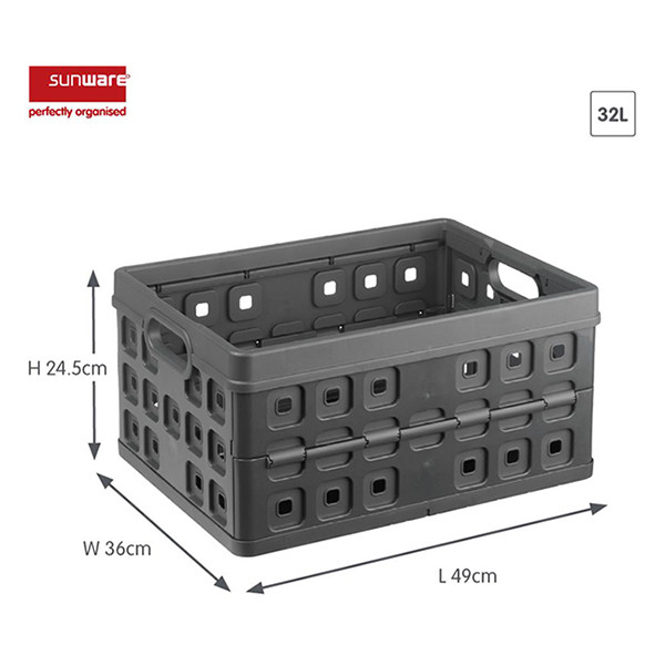 Storage crate 32L | grey | Sunware Folding 216547 - 2