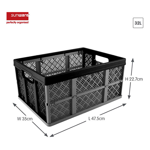 Storage crate (32 litre, grey/black) | Sunware Folding Basic 216561 - 2