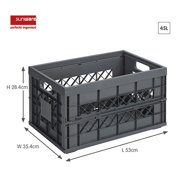 Storage crate (45 litre, grey) | Sunware Folding Heavy Duty 216560 - 2