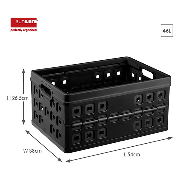 Storage crate (46 litre, black) | Sunware Folding 216553 - 2