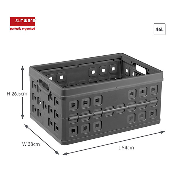 Storage crate (46 litre, grey) | Sunware Folding 216554 - 2