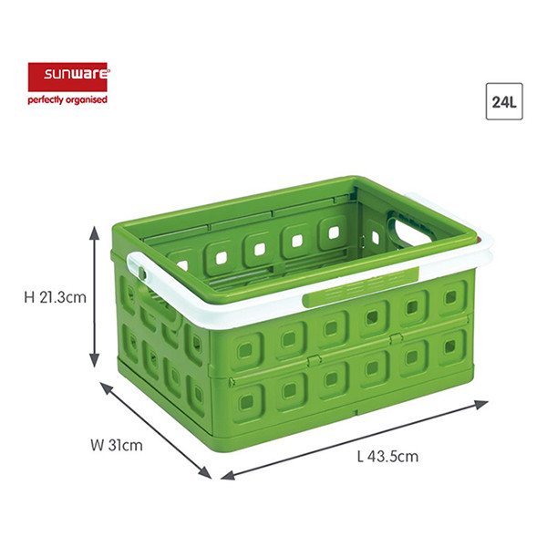 Storage crate with handles 24L | green | Sunware Folding 216556 - 2