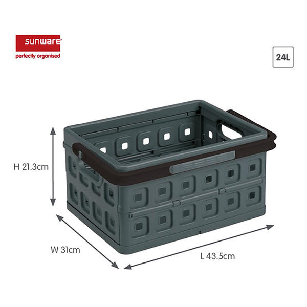Storage crate with handles (24 litre, black) | Sunware Folding 216558 - 2