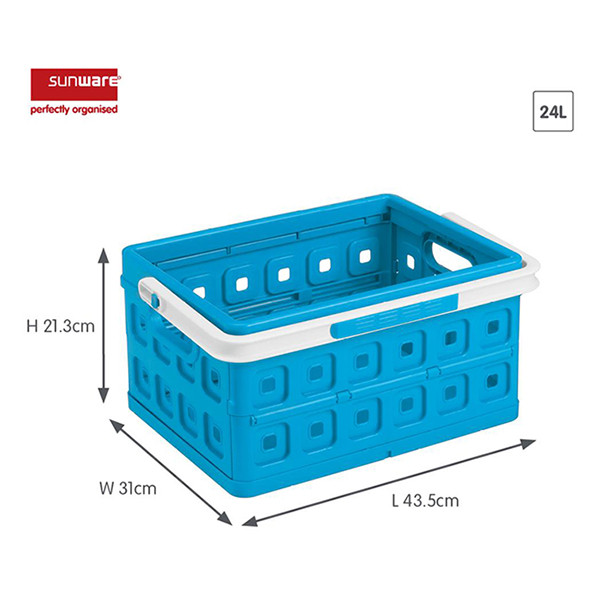 Storage crate with handles (24 litre, blue) | Sunware Folding 216557 - 2
