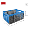 Sunware anthracite/blue basic folding crate, 32 litres 88300006 216562 - 2