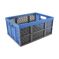 Sunware anthracite/blue basic folding crate, 32 litres 88300006 216562