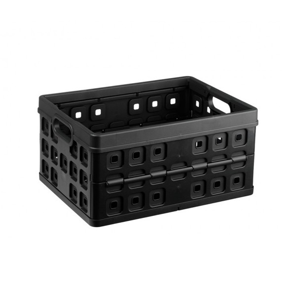 Sunware black square folding crate, 32 litre 57000612 216546 - 1