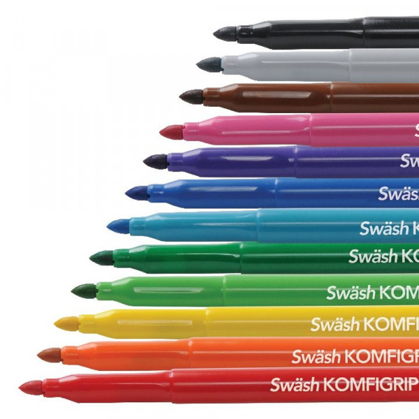 Swash KOMFIGRIP TW12BD Assorted Colouring Pens Broad Tip TW12BD 299124 - 1